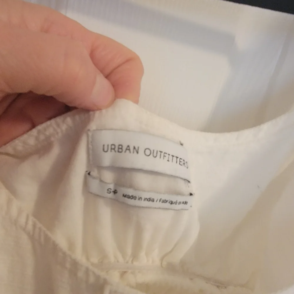 Urban Outfitters White Lined Cotton Faux Ruffle Tier Sundress Size S - P - Picture 4 of 5